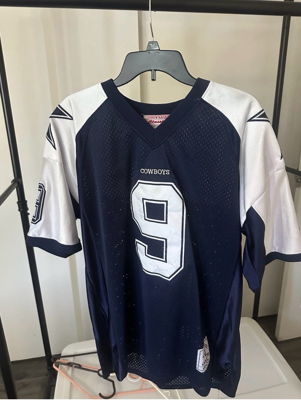 NFL Cowboys Navy and White #9 Football Jersey